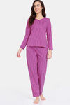 Zivame Peeking Barks Knit Cotton Pyjama Set - Rose Violet — thumbnail 2